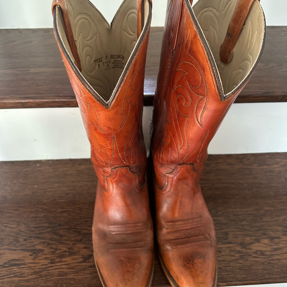 dingo Men's Cowboy Boots Orange Leather Western Boots